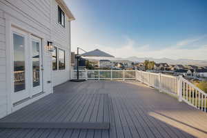 Deck with Views to Die for!!!  View of Saratoga Springs temple, Utah Lake, Wasatch Front and more!!!