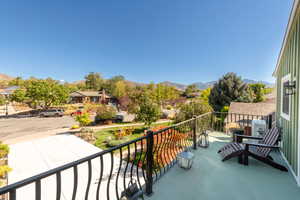 Balcony with a mountain view