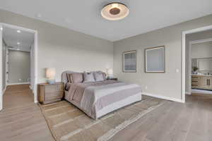 Bedroom with light wood-type flooring