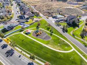 Aerial view of residential area featuring a recreational park