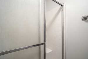 Bathroom view of a stall shower