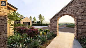 Conceptual rendering generated by AI for illustrative purposes only. This image represents a potential home design; the home is not yet constructed. Final siting, engineering, materials, dimensions, and features are subject to change and approval.