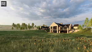 Conceptual rendering generated by AI for illustrative purposes only. This image represents a potential home design; the home is not yet constructed. Final siting, engineering, materials, dimensions, and features are subject to change and approval.