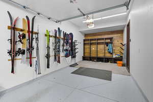 One of Two Single Garages with Built-Ins & Ski Racks