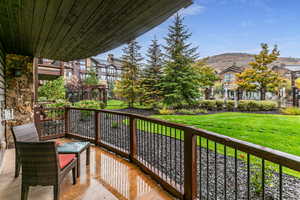 Balcony with a mountain view and a residential view