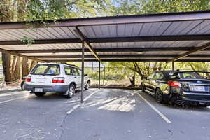 View of covered parking lot