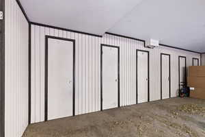 Garage with wooden walls