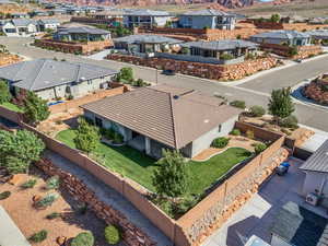 Aerial perspective of suburban area