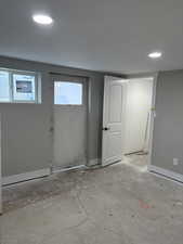Below grade area with recessed lighting
