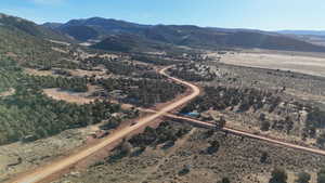 Aerial view of sparsely populated area featuring mountains