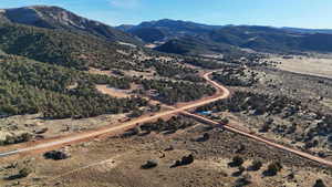 Aerial view of a mountainous background