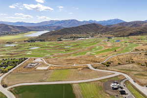 Aerial view of a water and mountain view