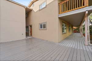 View of large wooden terrace