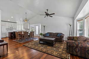 Vaulted ceilings allow for ample light and lots of space for gathering/entertaining.