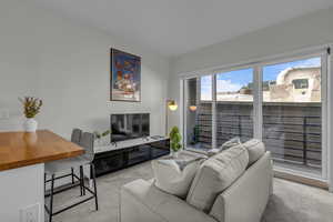 View of carpeted living area