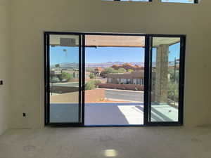 Entryway with a mountain view