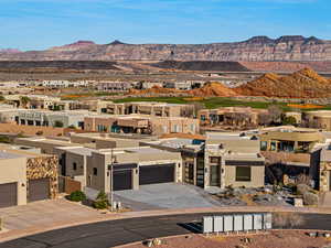 View of mountain background featuring nearby suburban area