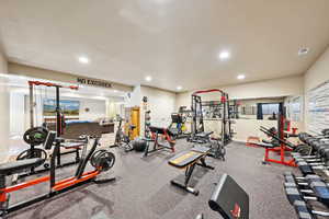 Gym with recessed lighting