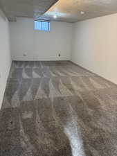 Basement featuring carpet floors