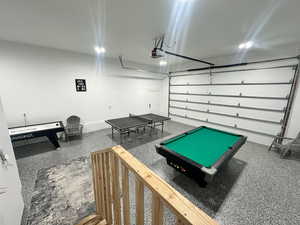Game room featuring a garage