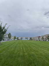Surrounding community featuring a residential view and a lawn