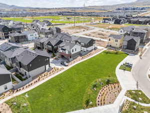 Aerial view of large green area to the right of the property
