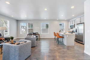 Gathering area with recessed lighting and LVP floors