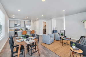 Dining area that opens up to living room & kitchen