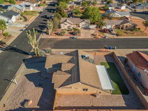 Aerial perspective of suburban area
