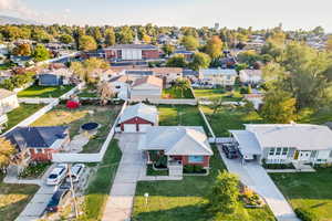 Aerial perspective of suburban area