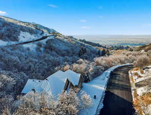 View of snowy aerial street view