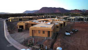 Aerial view of a mountain backdrop