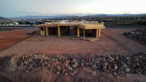 Bird's eye view of a mountain backdrop