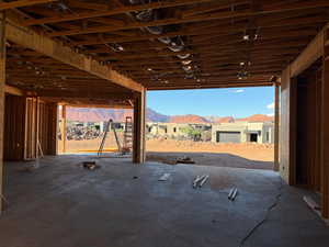 View of patio / terrace featuring a mountain view