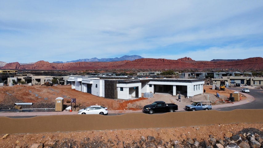 View of mountain background with nearby suburban area