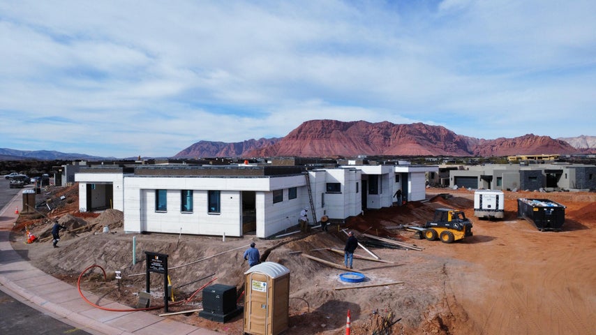 Rear view of house with a mountain view