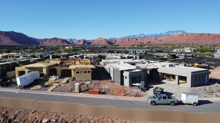 View of mountain background featuring nearby suburban area