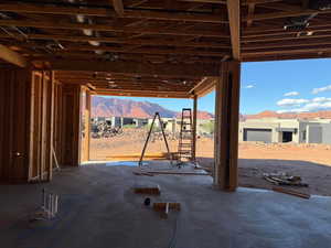View of patio / terrace featuring a mountain view