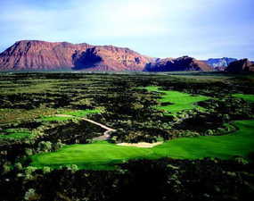 View of mountain backdrop featuring a local golf course
