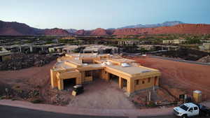 View of subject property featuring a mountain backdrop