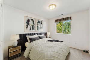 Bedroom featuring carpet