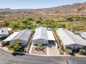 View of subject property featuring mountains