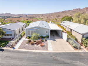 Drone / aerial view of a mountainous background