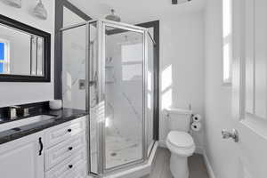 Primary ensuite bathroom with marble shower