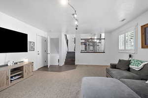 Family room with shutter blinds