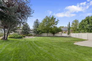 View of fenced backyard