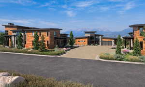 Exterior space with a mountain view - rendering