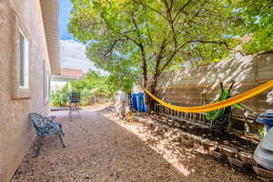 View of fenced backyard