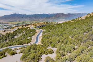 Bird's eye view of a mountain backdrop