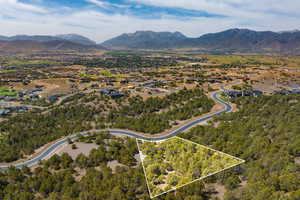 View of property location with mountains and property parcel outlined